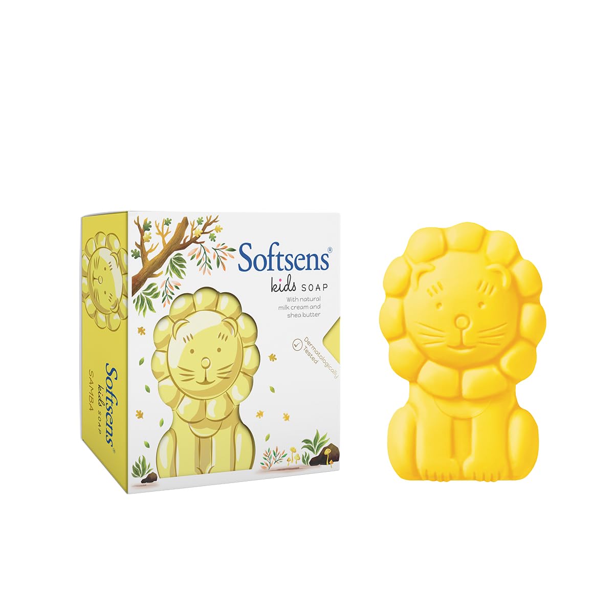 Softsens Assorted Pack of 5 Kids Soap | Gentle & Nourishing with Shea Butter & Milk Cream | Dermatologist Tested and Approved (75gm)