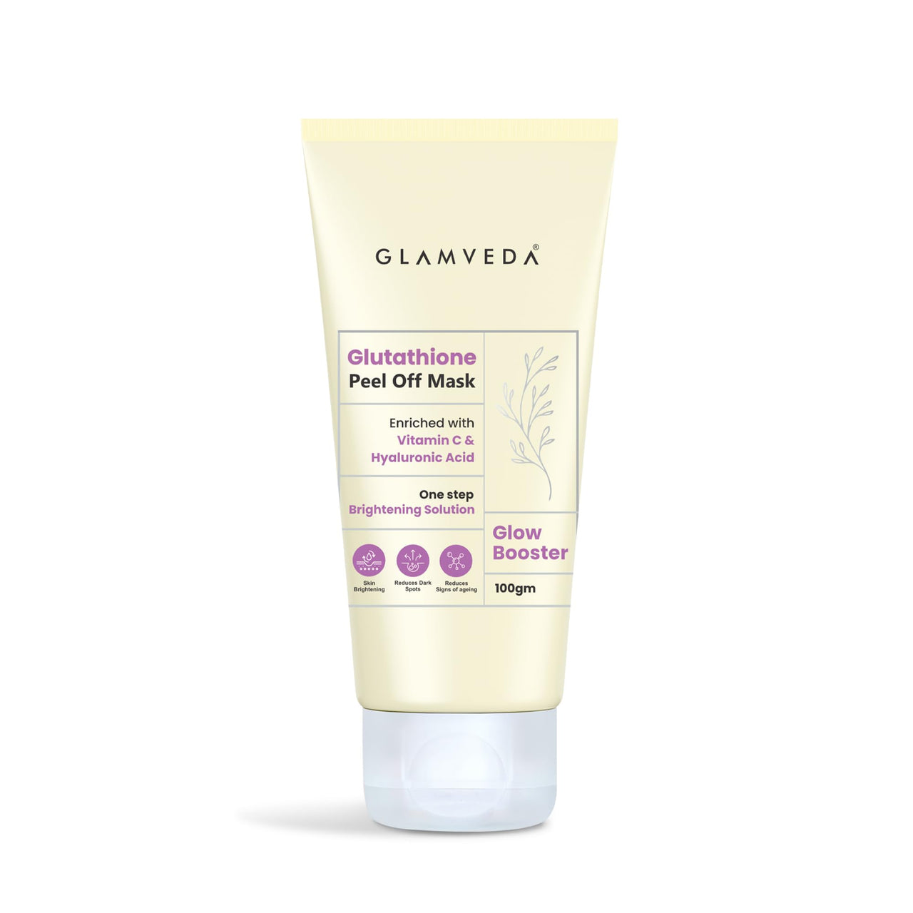 Glamveda Glutathione Peel-Off Mask with Vitamin C & Hyaluronic Acid for Skin Brightening Reduce Dark Spot & Pigmentation | Glow Booster,Tan Removal | Suits All Skin Types | Men & Women - 100g