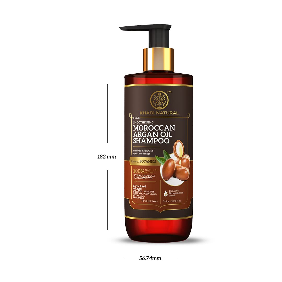 Khadi Natural Powered Botanics Moroccan Argan Shampoo 310ml, For Dry Hair, Reduces Frizz, Paraben, Silicone and Sulphate Free
