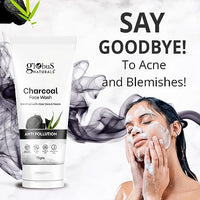 Globus Naturals Anti Pollution Charcoal Face Wash, Enriched with Tea Tree Oil, For Oily & Acne Prone Skin, 75 gm (Pack of 2)
