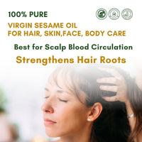 Mystiq Living Extra Virgin Sesame Oil for Hair, Skin, Massage - 200 ML | (Til/Gingelly) Cold Pressed, 100% Pure and Natural