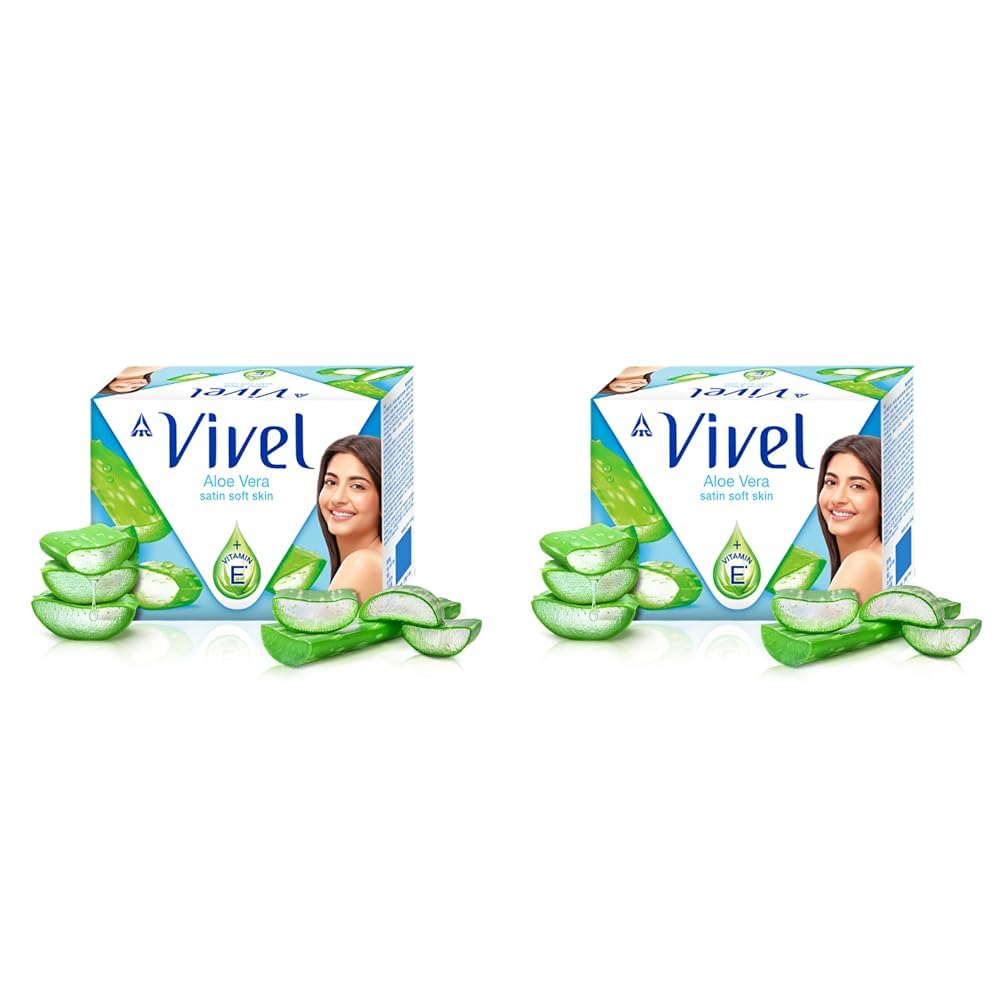 Vivel Aloe Vera Bathing Soap with Vitamin E for Soft Glowing skin, 1200g (150g - Pack of 8), Soap for Women & Men, For All Skin Types