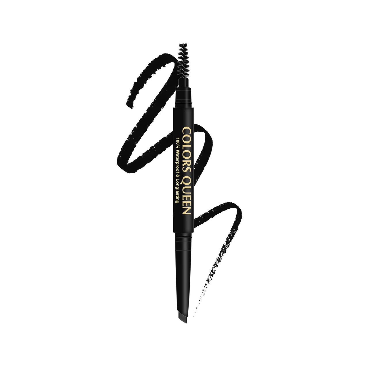 Colors Queen Brow Master Eyebrow Definer Pencil with Spoolie | Natural Looking Brows | Smudge Proof, Waterproof and Long Lasting Eyebrow Pencil (Black, 0.4g)