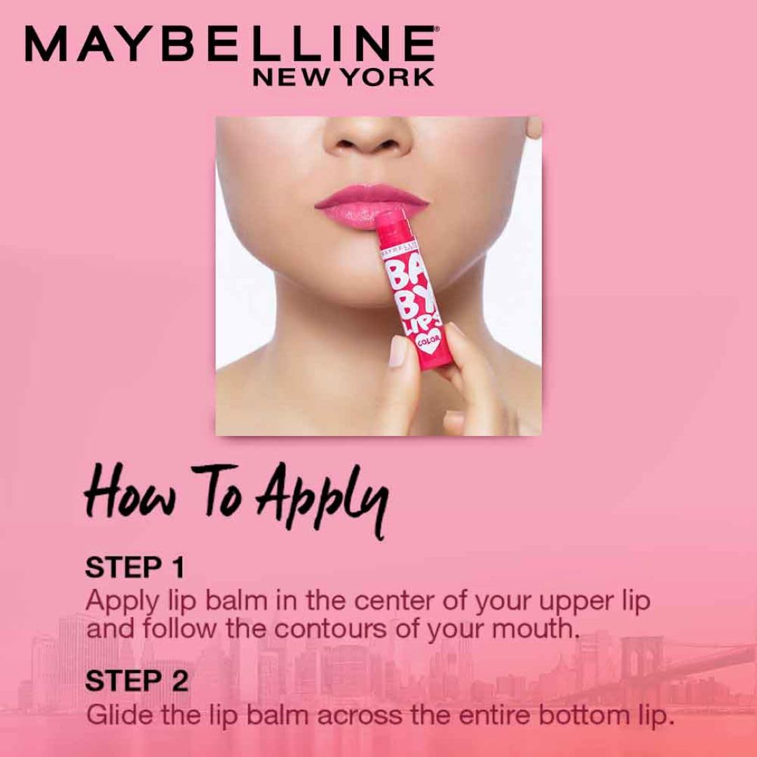 Maybelline New York Lip Balm, With SPF, Moisturises and Protects from the Sun, Pink Lolita & Baby Lips Cherry Kiss, Baby Lips, Berry Crush & Baby Lips Pink Lolita, 2 pack, 8g