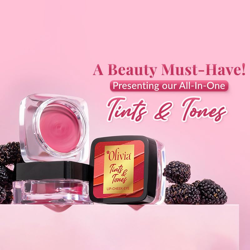 Olivia Tints & Tones 3-in-1 Lip, Cheek & Eye Tint | Paraben-Free | Creamy Matte Finish | Hydrating & Blendable Formula | No Harmful Colours or Preservatives | Caramel Laughter - 02 | 15g