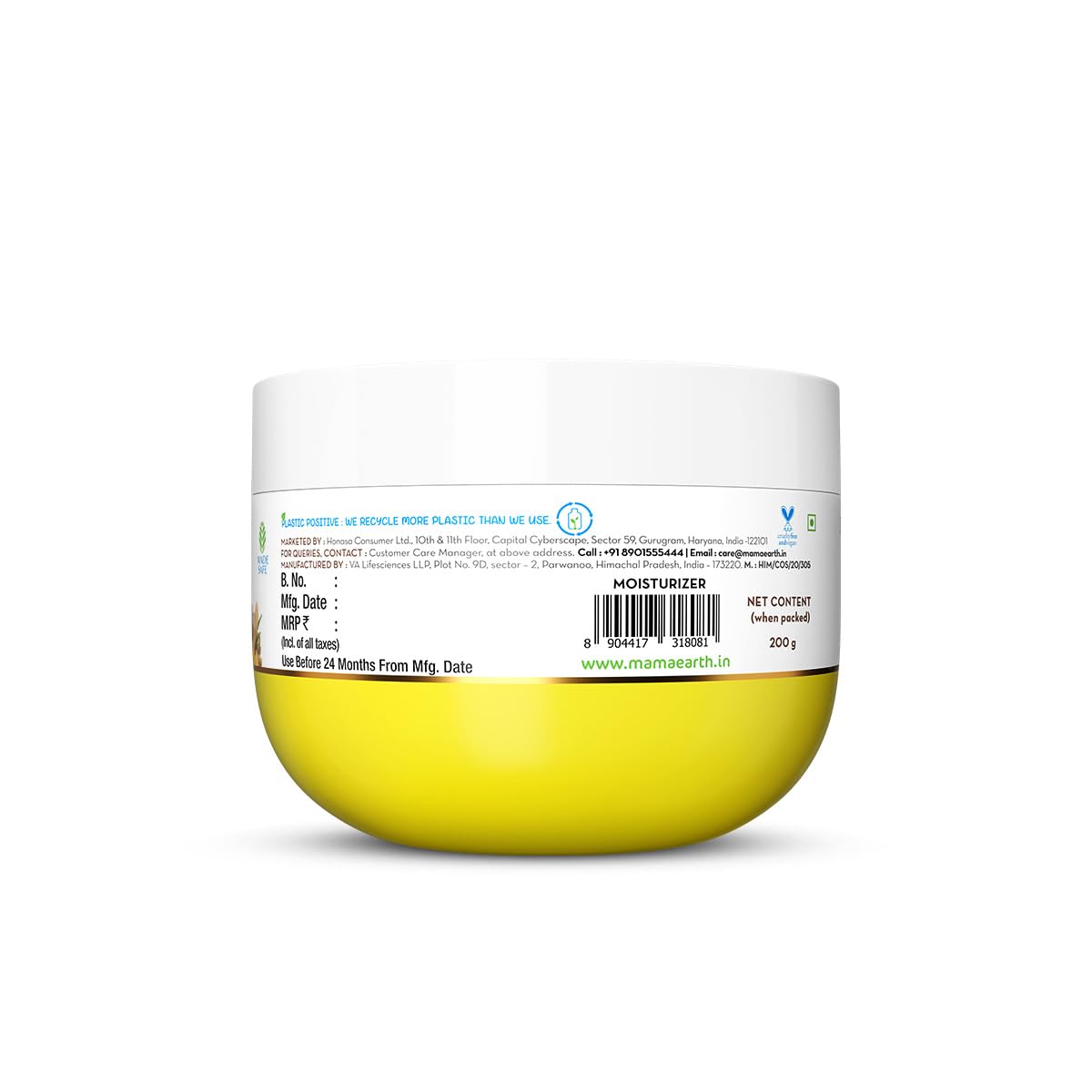 Mamaearth Vitamin C Daily Glow Light Moisturizing Cream with Vitamin C & Turmeric 200g | For Face, Hand & Body | 24H Moisturization | Quick Absorbing, Non-Greasy | Soft Moisturizer