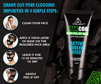 UrbanGabru Charcoal Black Peel Off Mask for Men & Women | Removes Blackheads and Whiteheads | Active Cooling Effect | Deep Skin Purifying Cleansing (120 g)