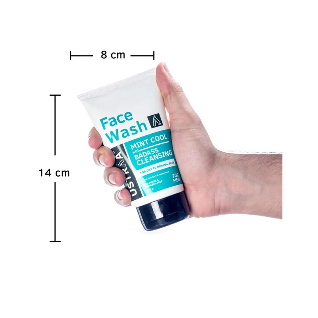 Ustraa Face Wash - Mint Cool - For Dry to Normal Skin - 100g x 2 | Reduces Moisture Loss | Removes Dirt & Dead Skin | with Pine Bark & Peppermint | NO SLS, NO PARABEN (Pack of 2)