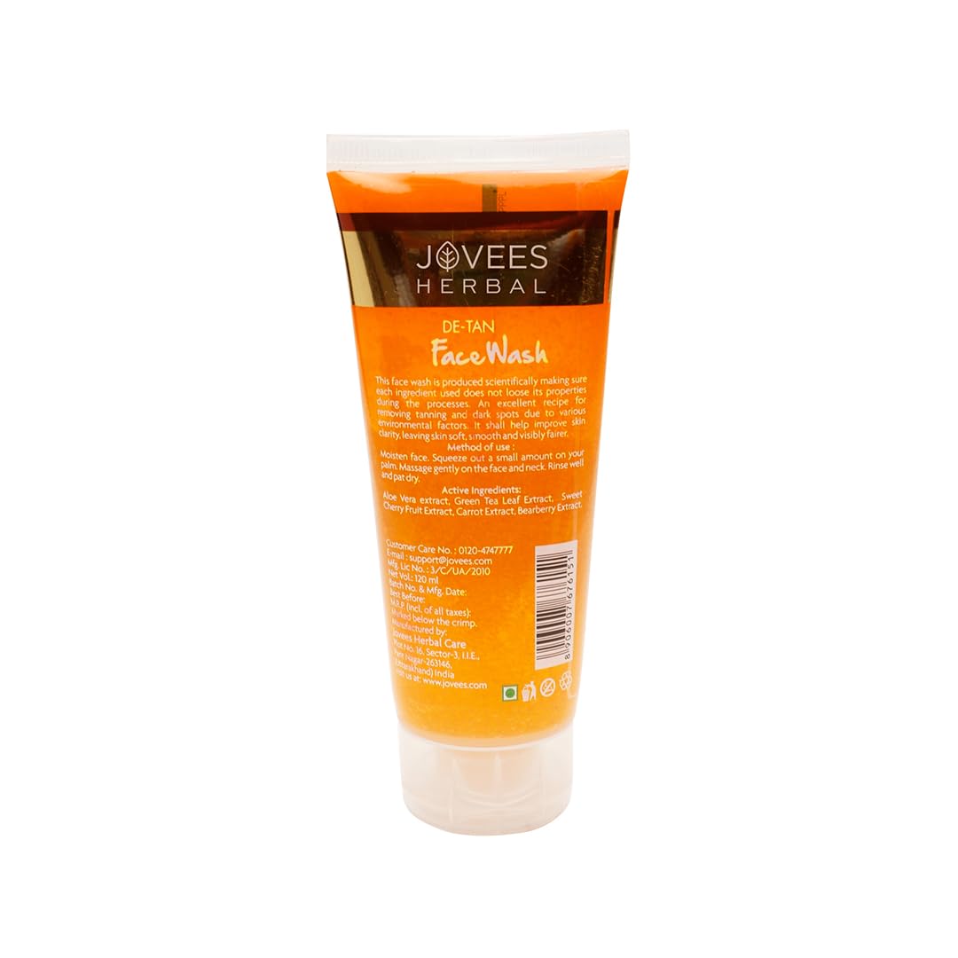 Jovees Herbal Bio Retinol & Cica Extract Anti Ageing Mini Facial Kit (53g) & De-Tan Face Wash (120ml) For Wrinkles, Fine Lines and Tan Removal | All Skin Types (Pack of 2)