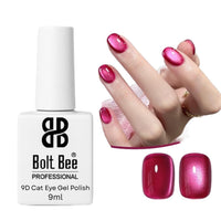 Bolt Bee 9D Cat Eye Gel Nail Polish Magnetic Soak Off UV/LED Gel, Long-Lasting, High Shine, Glitter Effect, Salon & DIY Manicure 9ml (Pink)