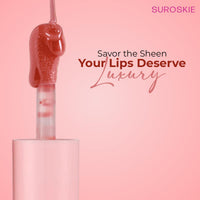 Suroskie Lip Oil Dessert Drip Souffle Sheen (Nude, 3.5Ml) | 2-In-1 Formula | Deep Hydrating Gloss | Upto 12 Hrs | High Glossy Shine | Avocado & Shea Butter | Non-Sticky | Korean Lip Gloss For Women