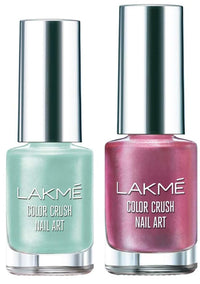 Lakmé Color Crush Nail Art, C2, 6ml & Lakmé Color Crush Nailart Matte Finish, M16 Mint Blue, 6 ml