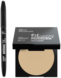 Blue Heaven Oil Control Compact Powder For All Skin Types, Spf 25, Matte Finish, Cream For All Skin Types 201, 8Gm & Intense Eyeliner Easy Sketch, Black, 1Ml Matte Finish