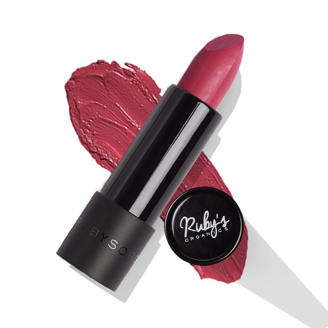 Ruby's Organics Semi-Matte Lipstick for Women All Indian Tones- Highly Pigmented, Moisturizing, Non Drying, Lightweight and Long Lasting- Lip Makeup, Synthetic Chemical Free- Pink Rhubarb, 3.7g