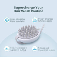 Rey Naturals Hair Scalp Massager | Shampoo & Hair Oil Brush for Men and Women | Hair Growth, Scalp Care and Relaxation | Oil Massager For Scalp | Soft Silicon Bristles for Gentle Massage | Grey