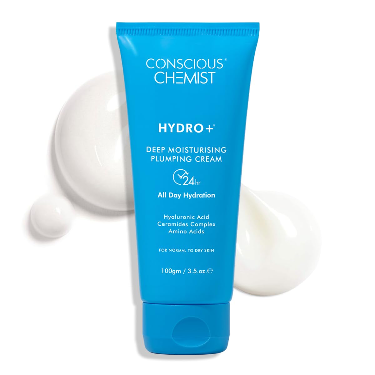 Conscious Chemist Hyaluronic Acid Moisturizer | 100g | Moisturizer for Dry Skin Face, Ceramide Moisturizer, Face Cream for Men & Women, Treat Dull, Dehydrated Skin, For Normal to Dry Skin - Hydro+