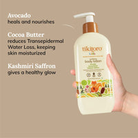 Tikitoro Kids Soothing Body Lotion | Pediatrician Approved | Moisturizes, Soothes & Nourishes Skin |100% Vegan with Avocado, Cocoa Butter, Kashmiri Saffron Extract |Daily Use (Age: 4+ Years) (300 x 2)