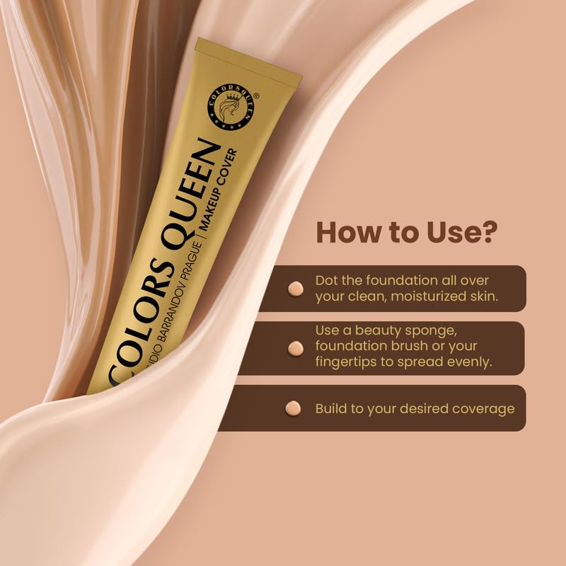 Colors Queen Film Studio Makeup Cover foundation with SPF-30 | Lightweight Texture, Long Lasting Waterproof Foundation | Full Coverage, Hypoallergenic Matte Finish Foundation for Face Makeup (208)