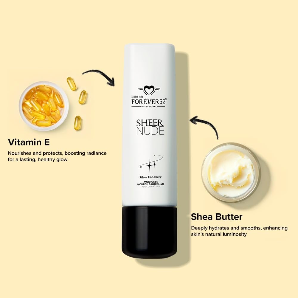 Daily Life Forever52 Sheer Nude Glow Enhancer | Enriched with Shea Butter and Vitamin E | Multitasking Strobe Cream to Achive a Radiant, Sun-kissed Glow (Pearl Gold-03, 40ml)