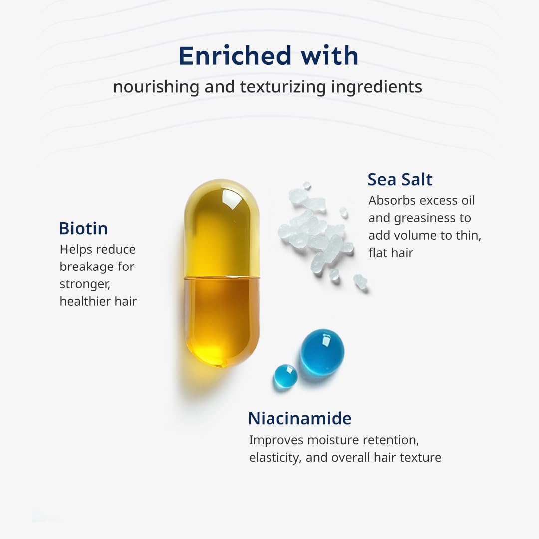 Arata Sea Salt Hair Texture Spray - 50ml | With Niacinamide & Biotin | For Instant Volume, Texture & Beachy Waves | Matte Finish | No-Alcohol Formula For Men & Women | Made For All Indian Hair Types