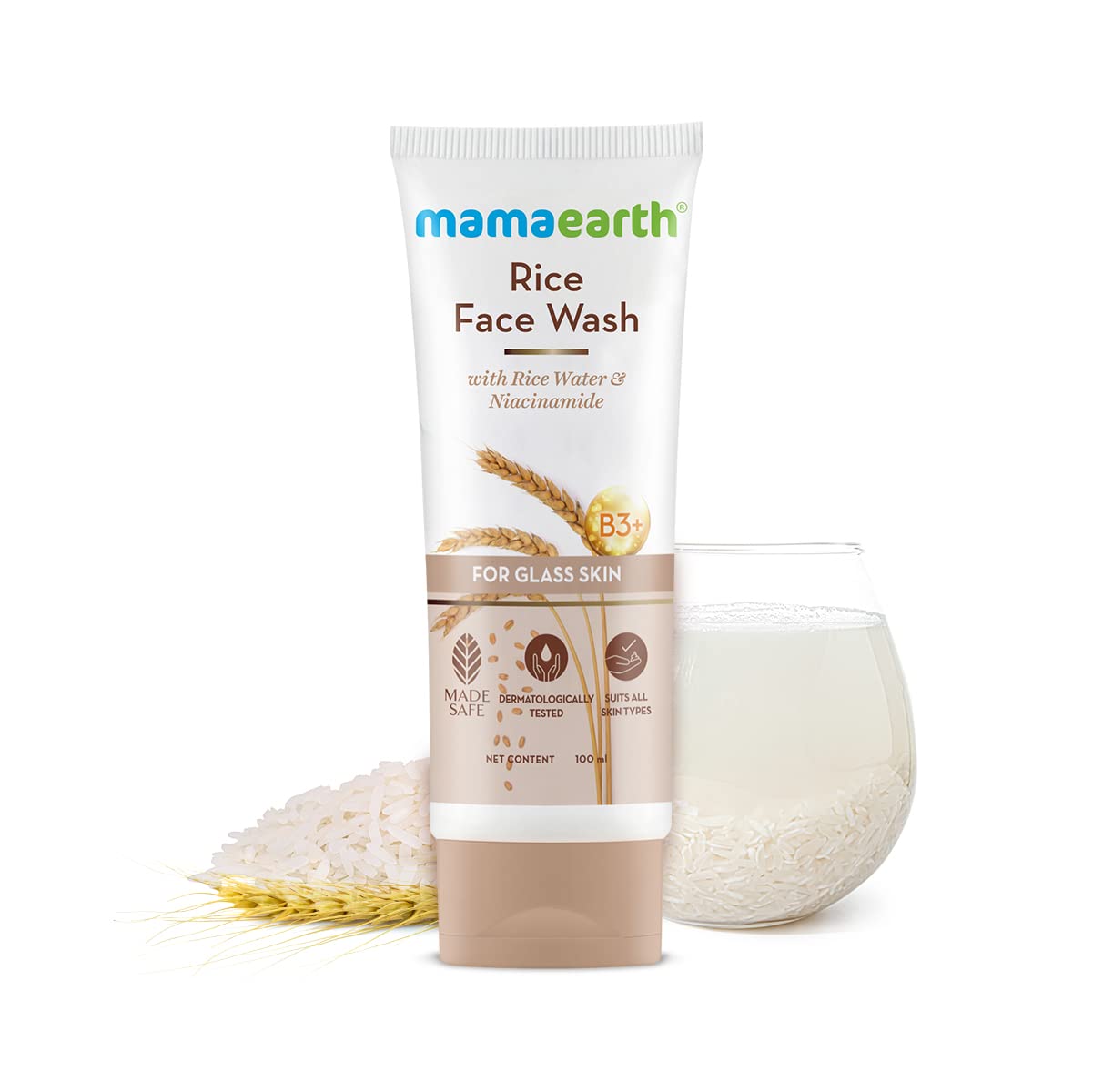 Mamaearth Charcoal Face Wash with Activated Charcoal & Coffee for Oil Control (100ml),Mamaearth Rice Face Wash With Rice Water & Niacinamide for Glass Skin | For Hydrated & Even Skin To