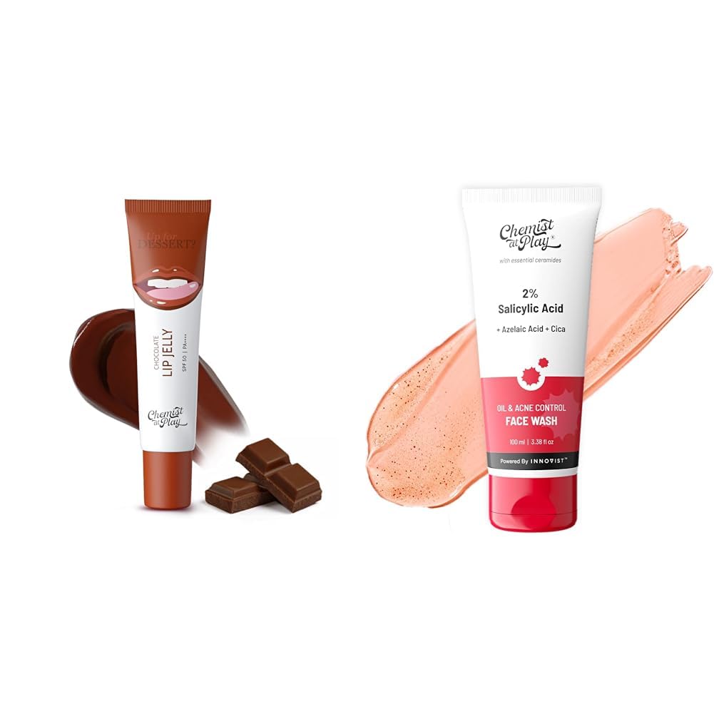 Chemist At PlayChocolate Tinted Lip Balm + 2% Salicylic Acid Acne Face Wash For Oily Skin with Niacinamide For Men & Women | 100 ml
