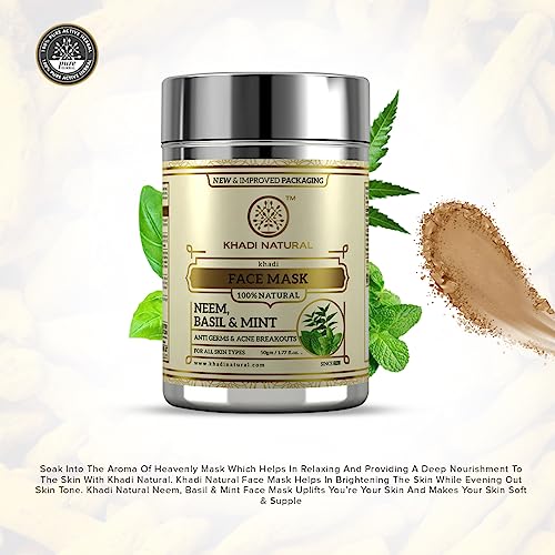 KHADI NATURAL Neem, Basil and Mint Anti Acne Face Mask, 50g