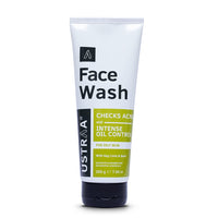 Ustraa Face Wash - Oily Skin - 200g | With Basil & Key Lime - For Acne-Prone Skin | Checks Acne & Blackheads & 20% Vitamin C Face Serum - 30ml | 20% Vitamin C in Pure form | Anti-Aging, Brightening