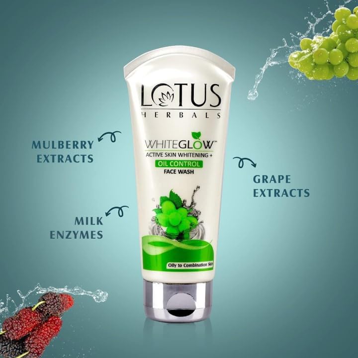Lotus Herbals Whiteglow Oil Control Face Wash 100g, Gel Cream 60g, Set of 2