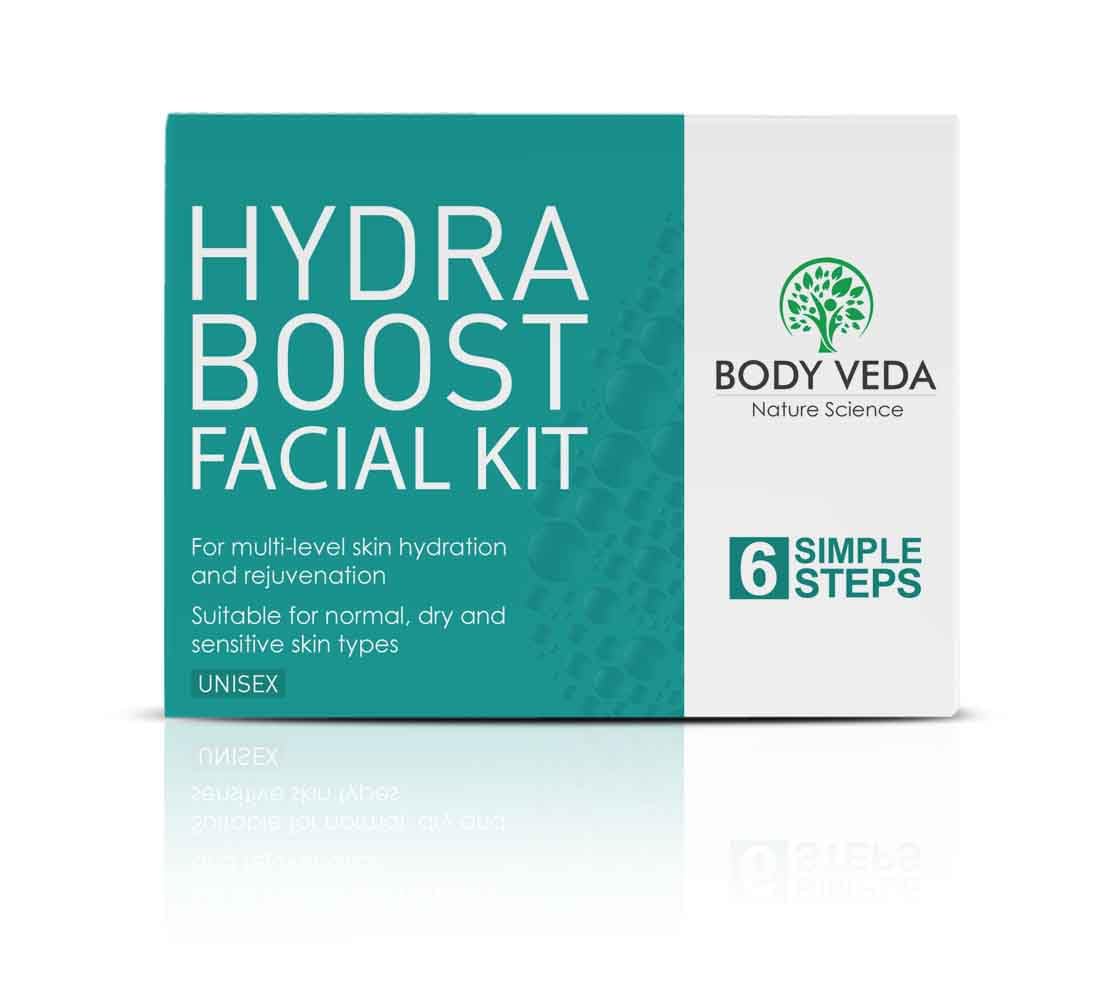 BODYVEDA NATURE SCIENCE Body Veda Hydra Boost Facial Kit - 6 Step Hydration And Rejuvenation System For Normal, Dry, And Sensitive Skin Types, For Women & Men