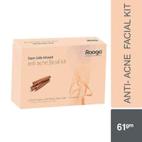 Raaga Professional Stem Cells Infused Anti Acne 6 Step Facial Kit | Cinnamon, Green Grapes, Chilli Pepper Stem Cells | Fights Inflammation | All Skin Types (61 gm)