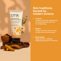 CITTA Encapsulated Ubtan Face Wash For Men & Women | Triple Power Of Turmeric, Saffron & Niacinamide | Removes Suntan, Revives Dull Skin & Enhances Brightness | Encapsulated Ubtan Technology Face Wash For All Skin Types | Non-Drying, Nourishing | 100 ml