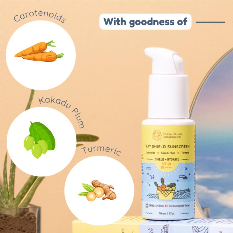 Little Rituals Natural Organic Baby SUNSCREEN Lotion Daily Use for Baby & Kids (0-15 years), SPF 50 PA++++ UVA/UVB/IR + DIGITAL Wi-Fi & Bluelight Protection| Hypoallergenic| SWISS Technology | 30 gm