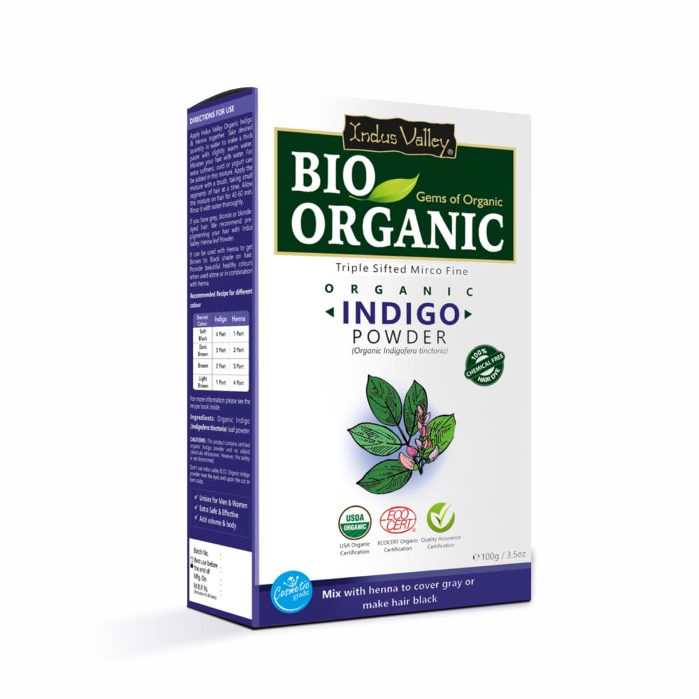 INDUS VALLEY Organic Indigo Powder | Indigofera tinctoria & Hair growout Oil, (100g + 100ml)