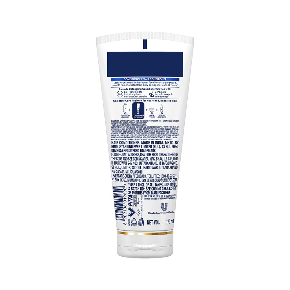 Dove Intense Repair Hair Conditioner, For Damaged And Frizzy Hair, 175 ml