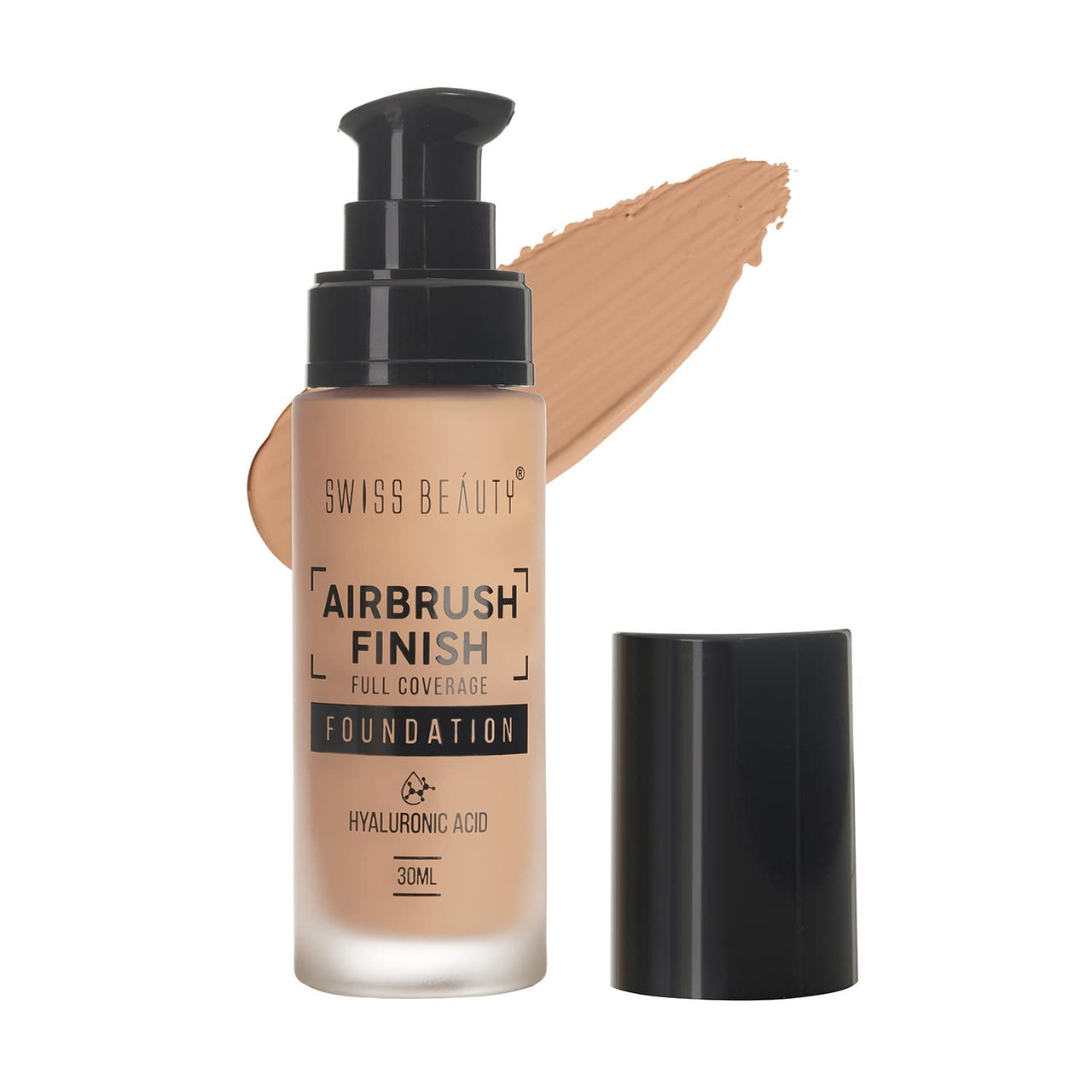 Swiss Beauty Airbrush Finish Lightweight Foundation | Full Coverage Blendable Foundation For Face Makeup |With Benefits Of Hyaluronic Acid, Aloevera And Vitamin E | 30Ml | Shade- 06 Warm Sun
