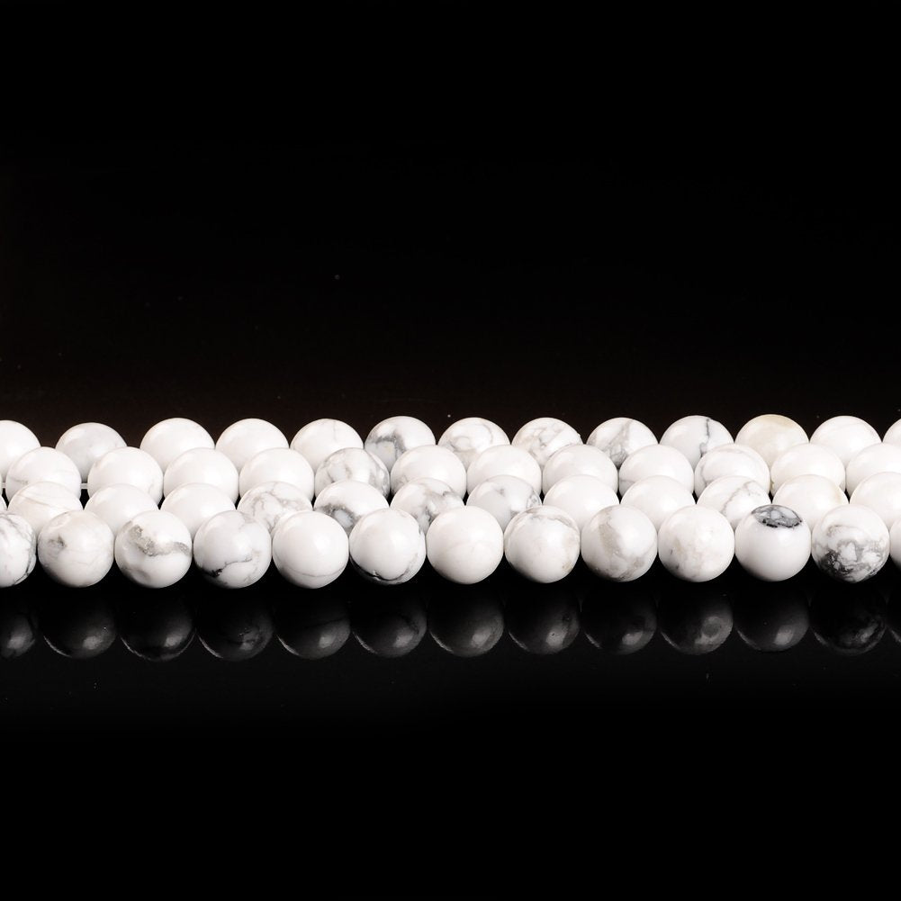 Natural Stone Beads 8mm White Howlite Gemstone Round Loose Beads Crystal Energy Stone Healing Power for Jewelry Making DIY,1 Strand 15"