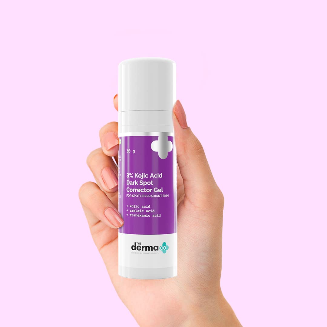The Derma Co 3% Kojic Acid Dark Spot Corrector Gel | With Azelaic & Tranexamic Acid | For Spotless & Radiant Skin | Reduces Dark Spots, Pigmentation & Blemishes | For Men & Women | 30 g