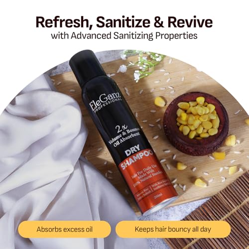 Eleganz Dry Shampoo, 100% Natural, Rice Starch, 200ml, All Hair Types