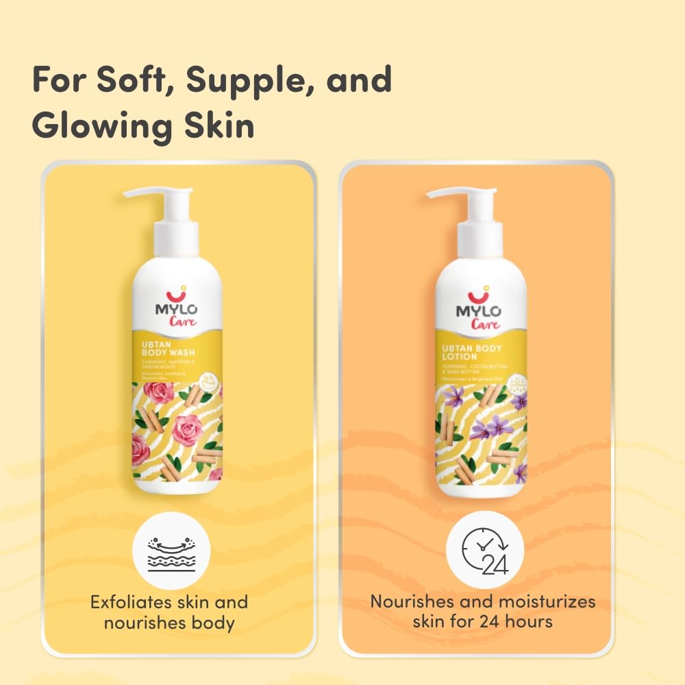 Mylo Veda Ubtan Body Lotion-275ml for Glowing Skin with the Goodness of Nalpamaradi Oil, Turmeric, Cocoa Butter & Shea Butter, Free from Parabens, Sulfates, Phthalates, Mineral Oil for All Skin Types