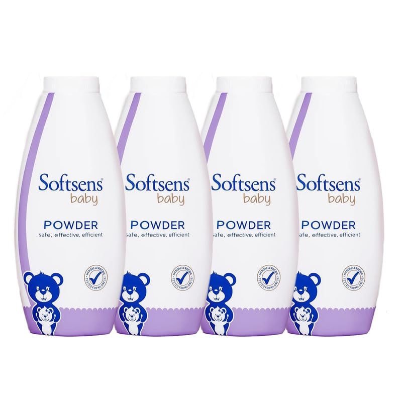 Softsens Baby Powder|Enriched with Patchouli & Olive|Soothes & Moisturises Baby’s Skin|Mild,Dermatologically Tested,Hypoallergenic & Paraben-Free|200g (Pack of 4)