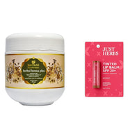 Just Herbs Herbal Henna Plus & Just Herbs Tinted Lip Balm for Men and Women with SPF 20+ for Dark Lips to Lighten 4 g (Beetroot) Combo