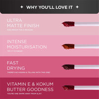 BELLAVITA Mini Kiss Proof Liquid Lipstick Gift Set of 4 x 2ml | Smudge & Transfer-Proof | Intense Moisturisation | Just Nude + Berry Nude + Mocha Madness + Cherry Pop | Lipstick Combo Set