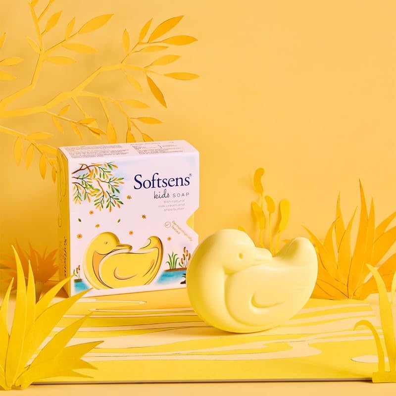 Softsens Kids Lucky Duck Soap| Grade 1 Soap| Infused Shea Butter & Milk Cream |Dermatologist Tested| Shape Soap (Pack of 5,75g each)