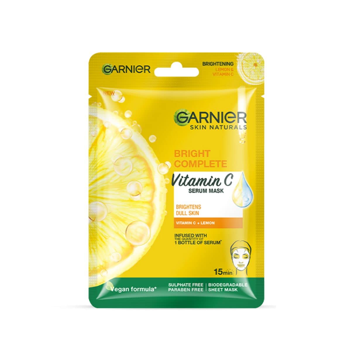 Garnier Skin Naturals, Day Cream, 45 g & Garnier Skin Naturals, Face Mask, Hydrating, Brightening & Anti-Dark Spots, Bright Complete, 1 pc, 28g