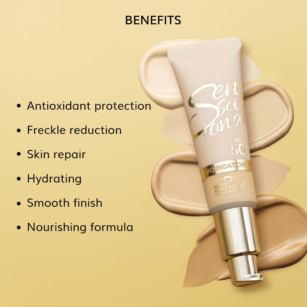 Daily Life Forever52 Sensational SPF 50+ Foundation (White Peach-04, 30ML) Enriched with Hyalorinic Acid. Niacinamide and Vitamin E| Upto 12Hrs Longlasting Radiant Finish