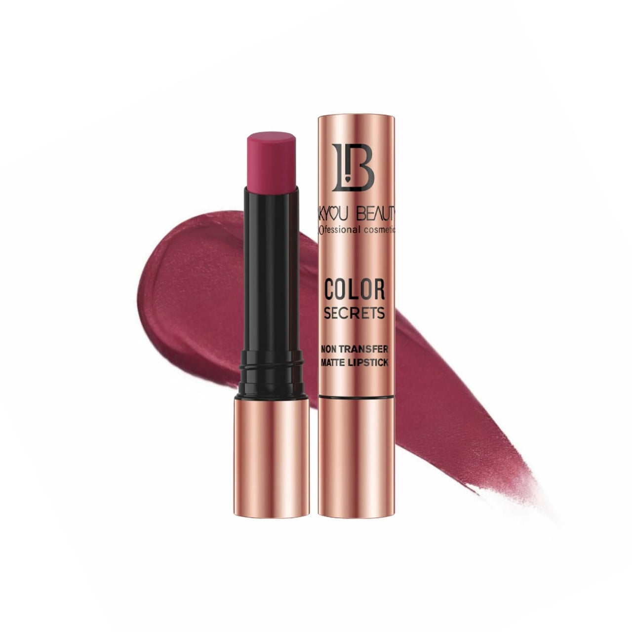 Lakyou Beauty Color Secrets | Non-Transfer Matte Lipstick | Bold Red | Long Lasting Wear | 4g | (B19(Plumful))