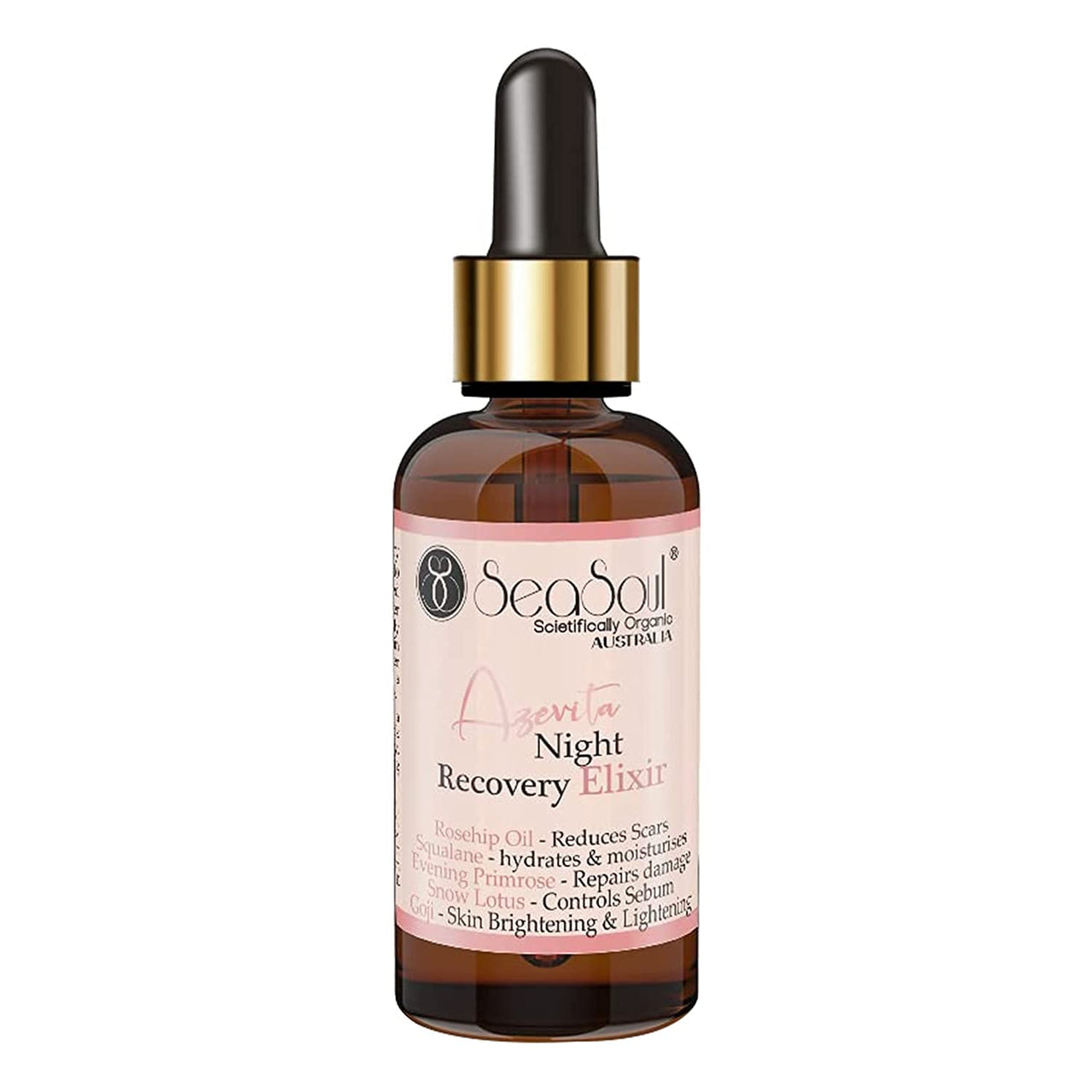 SeaSoul Face Serum Anti-Ageing Night Recovery Moisturizer with Squalane for Hydrating, Goji Berries for Skin Brightening, Snow Lotus for Sebum Control & Evening Primrose for Wrinkle Reduction (30 ml)