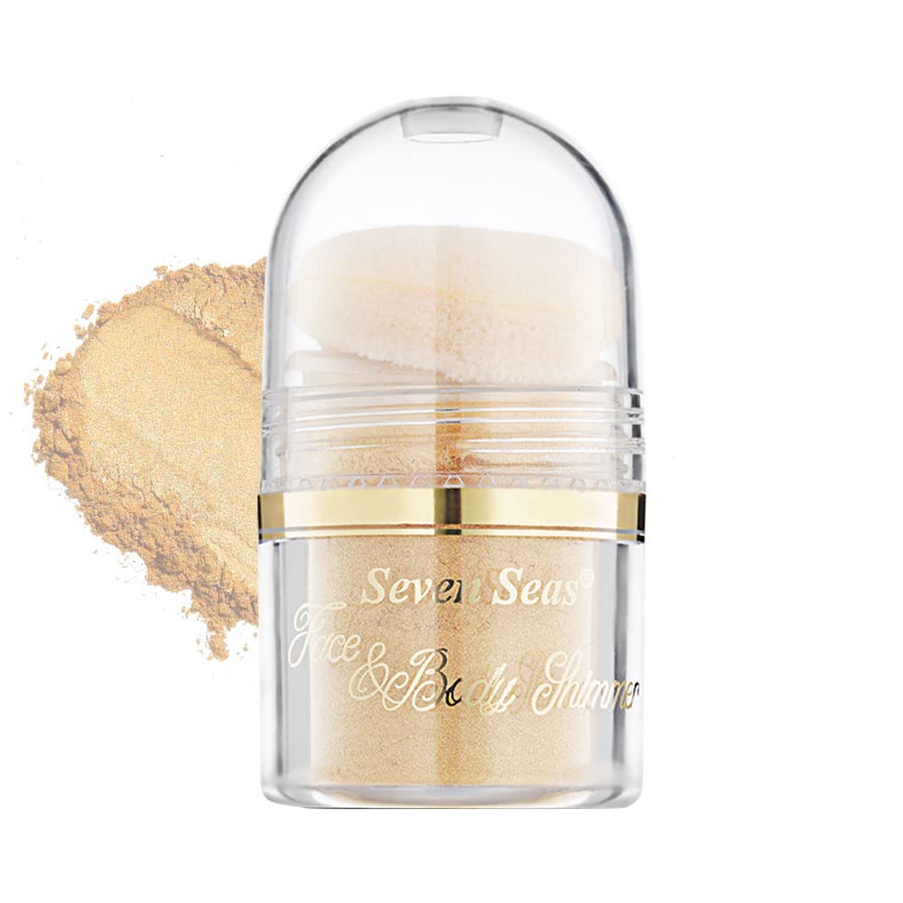 Seven Seas Body & Face Shimmer Highlighter Powder Pigments | For Eyes & Face Makeup | Shimmery Effect, Glitter, Duo-Chrome, Metallic, Intense Pigmentation | Product Used as Highlighter (Buttermilk)