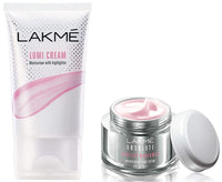 Lakmé Absolute Perfect Radiance Brightening Light Crème with Niacinamide & Micro crystals, 50g & Lumi Cream, Moisturizer with Highlighter, Enriched with Niacinamide for All Skin Type, 30g
